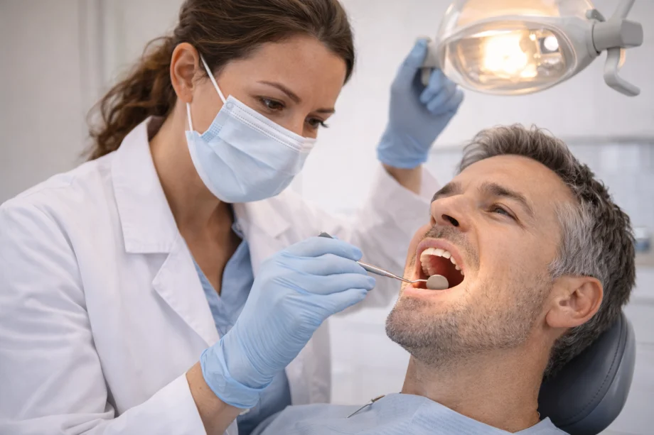 stomatolog pregledava zube pacijenta tijekom pregleda oralnog zdravlja